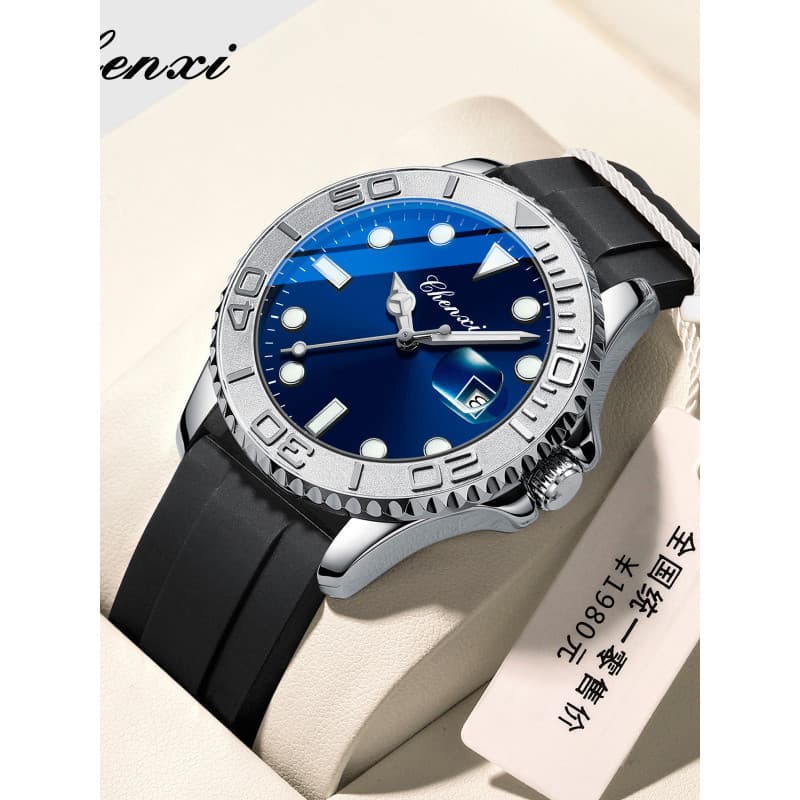 Chenxi relógio estudante masculino relógio de quartzo Silicone calendário luminoso relógio masculino moda água fantasma