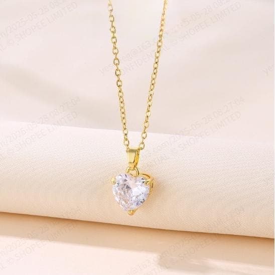 Colar de Zircônia em Forma de Coração Design Elegante Joias de Luxo para Mulheres