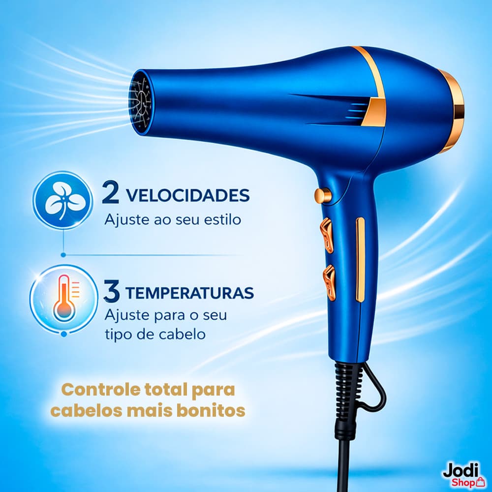 Secador De Cabelo Profissional Com Ar Quente E Frio Para Finalização