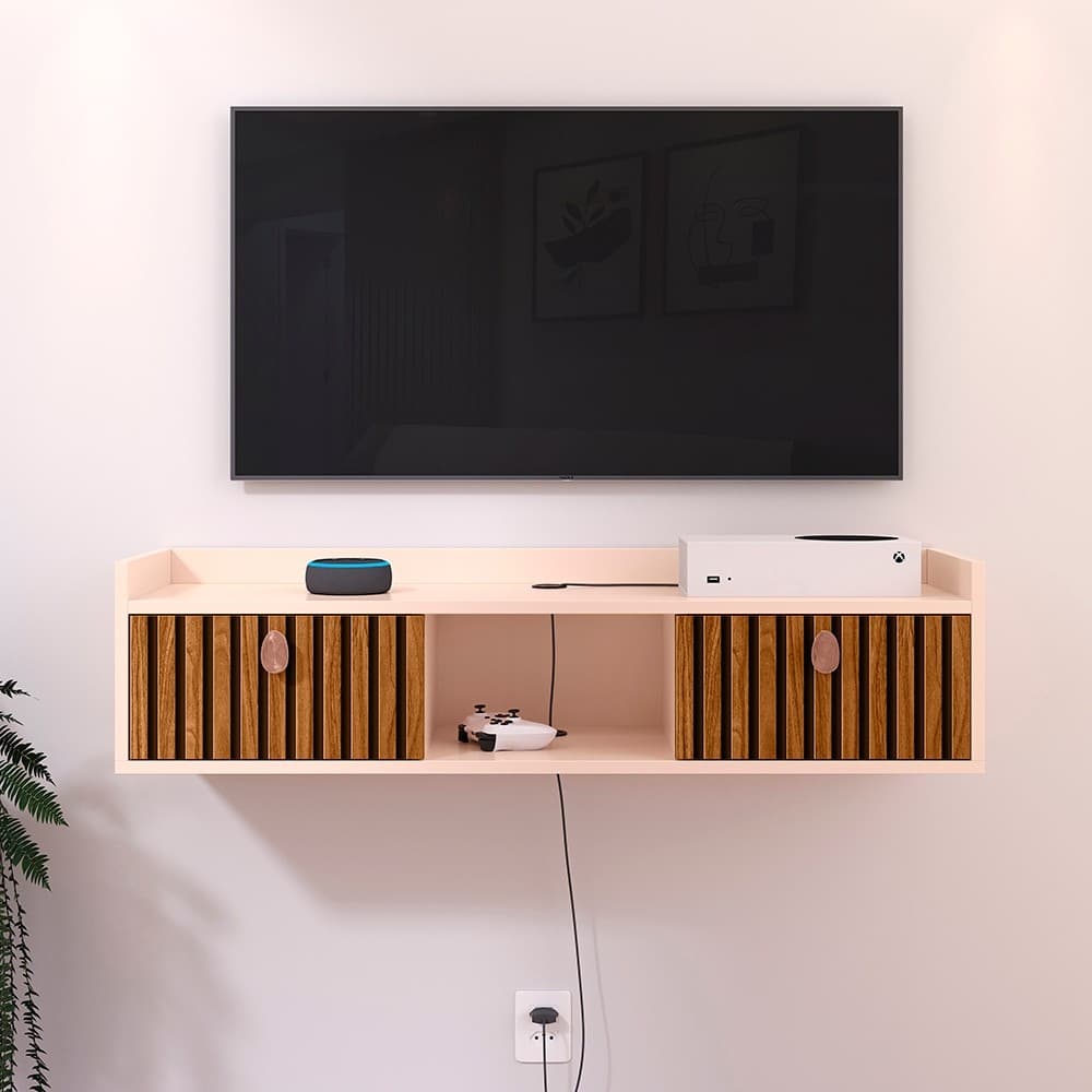 Rack Home Suspenso Vegas Painel 2 Portas basculantes nicho prateleira Decorativo Organizador
