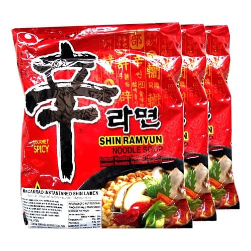 Lamen Coreano Shin Ramyun Picante 100gr Nongshim (Kit com 3)