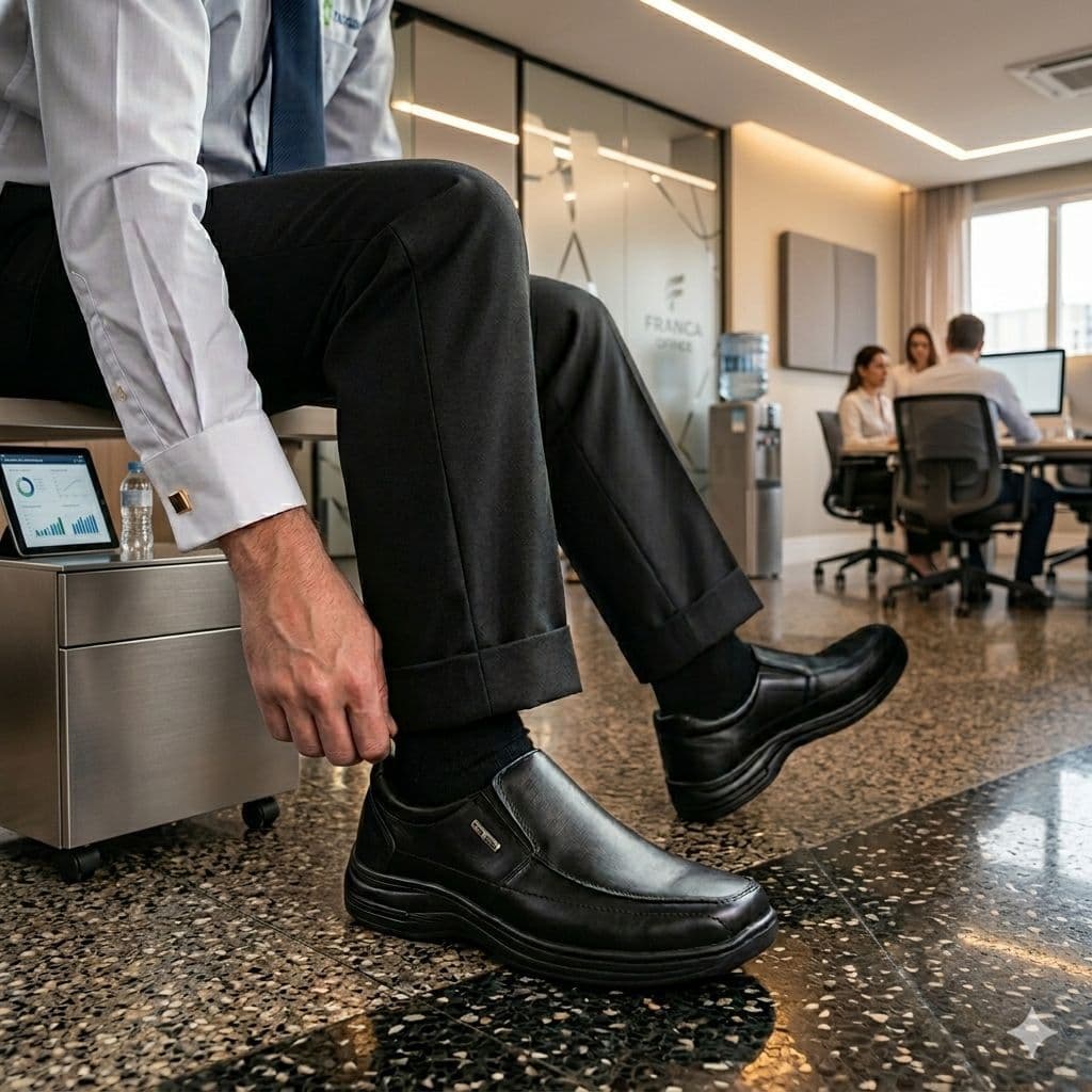 Sapato Masculino Social Confortável Slip On Leve Antiderrapante Trabalho Dia a Dia