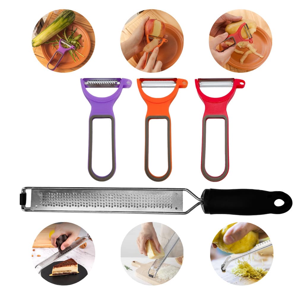Kit Ralador Zester + 3 Descascadores Oikos Inox