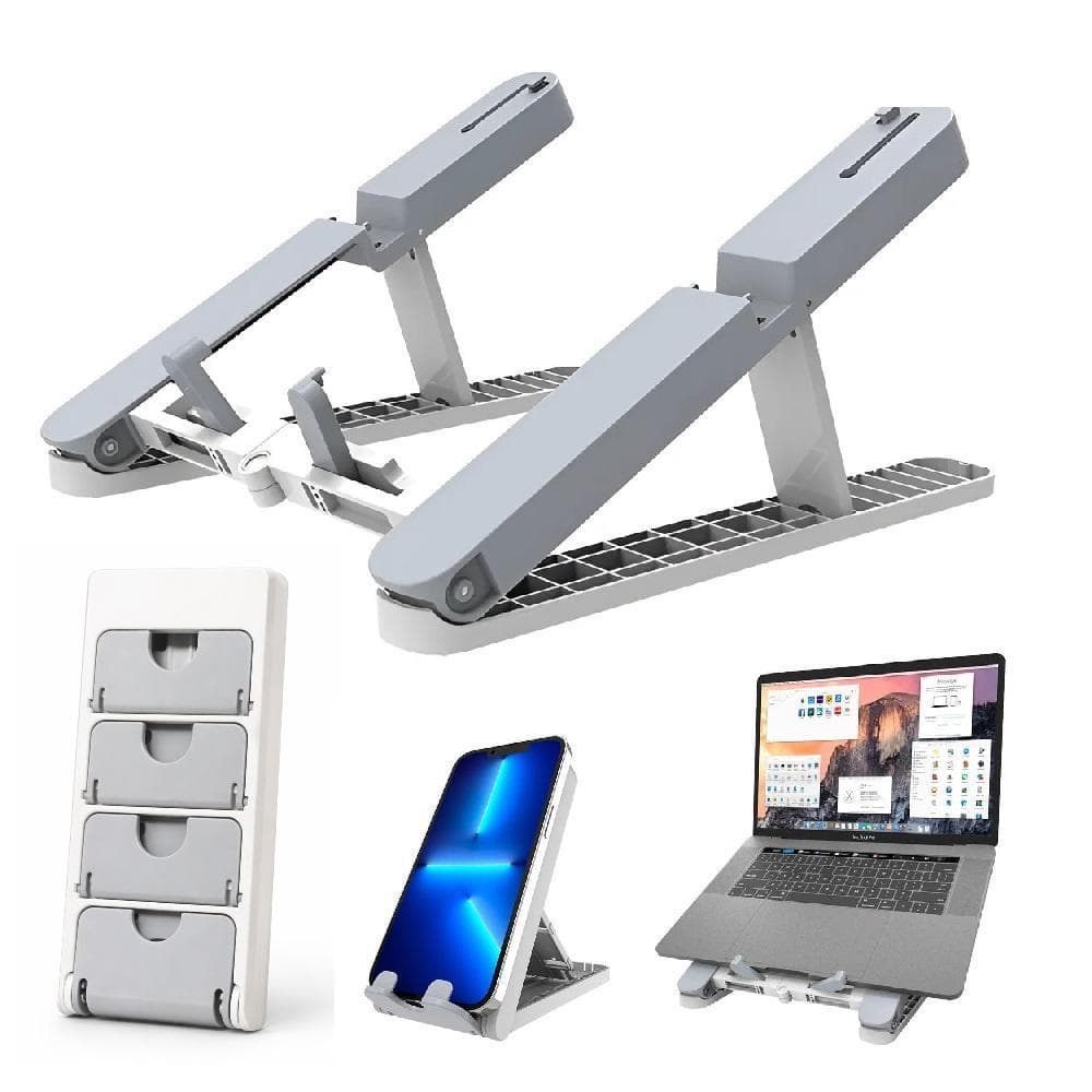 SUPORTE NOTEBOOK ARTICULADO DUPLO KIT 2 EM 1 MESA AJUSTAVEL ERGONOMICO CELULAR TABLET DOBRAVEL MULTIFUNCIONAL DOBRAVEL P