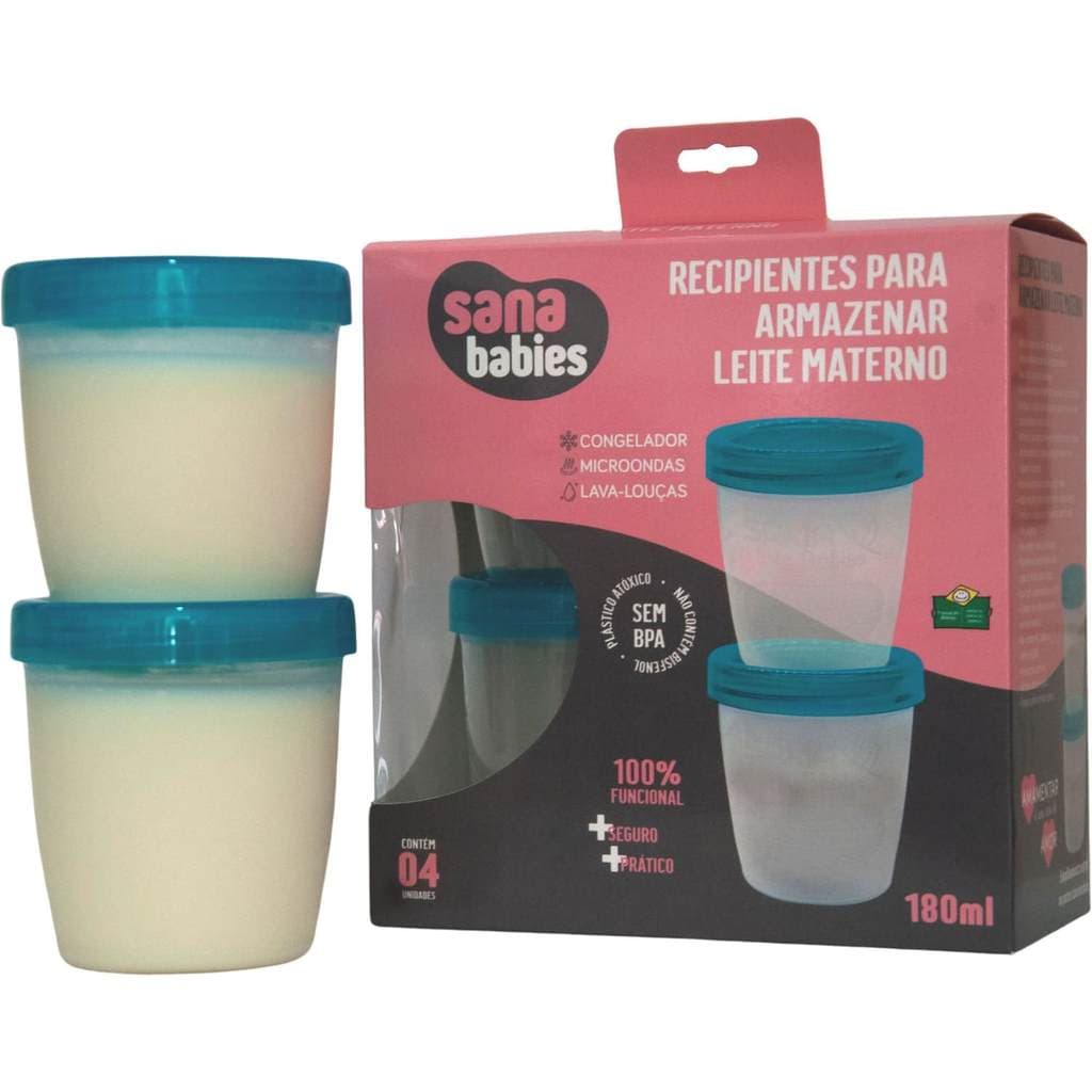 Kit 4 Potes 180ml P Armaz Leite Materno Sana Babies Bpa Free