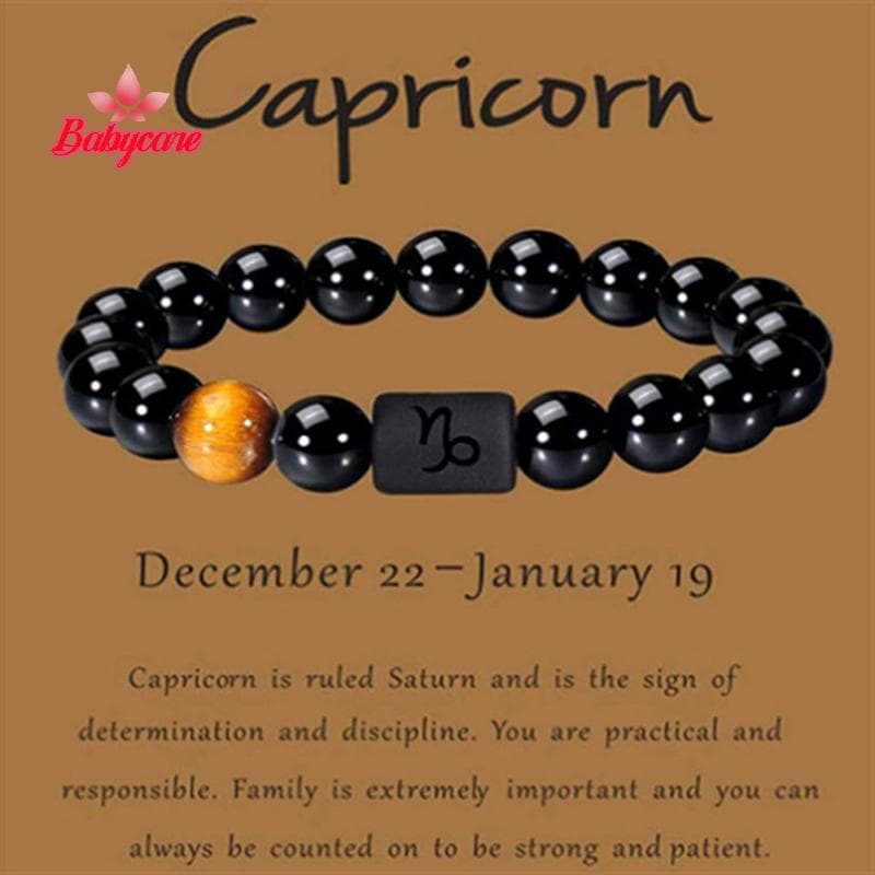 BYCE > 12 Constelações Signos Do Zodíaco Contas Casal Pulseira Natural Ônix Pedra Elástica Charme Para Mulher Novo
