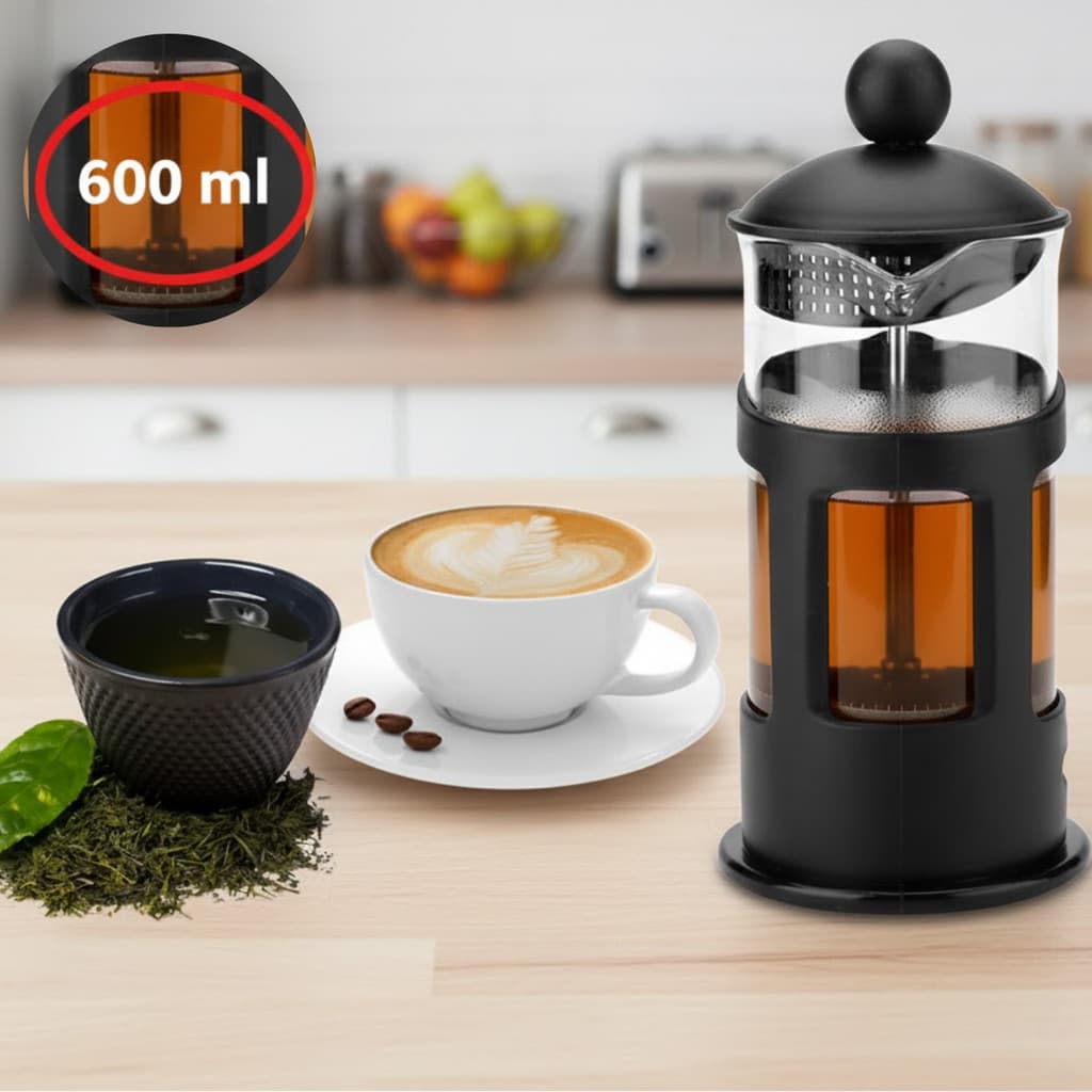 Cafeteira Manual com Filtro Inox e Design Moderno  600ml para Café e Chá