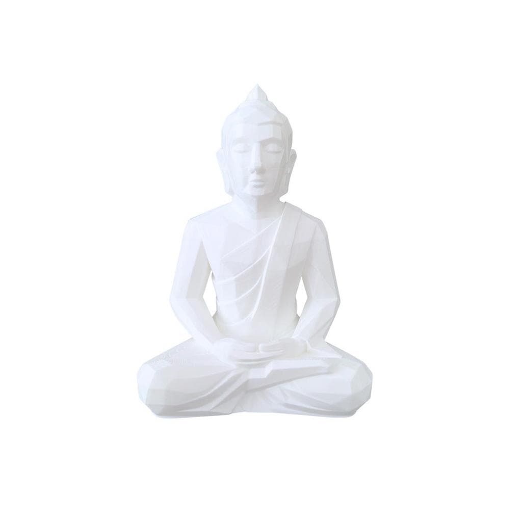 Escultura Buda Decorativa Geométrica Branca 20 cm