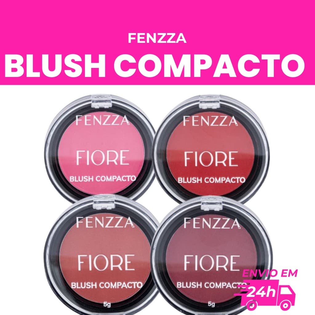 Blush Compacto Fenzza Fiore  – Alta Pigmentação, Longa Duração, 5g