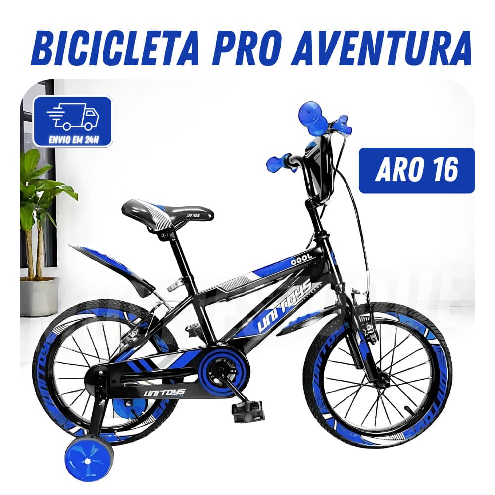 Bicicleta Infantil Pro Aventura Aro 16 Com Rodinhas - Azul