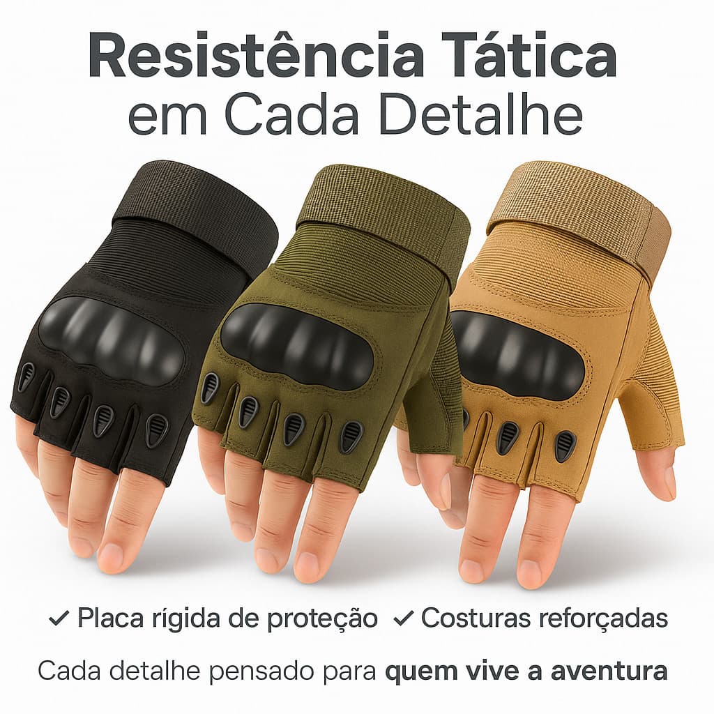 Luva Tática Meio Dedo Militar Proteção Antiderrapante Para Moto Ciclismo Airsoft Outdoor