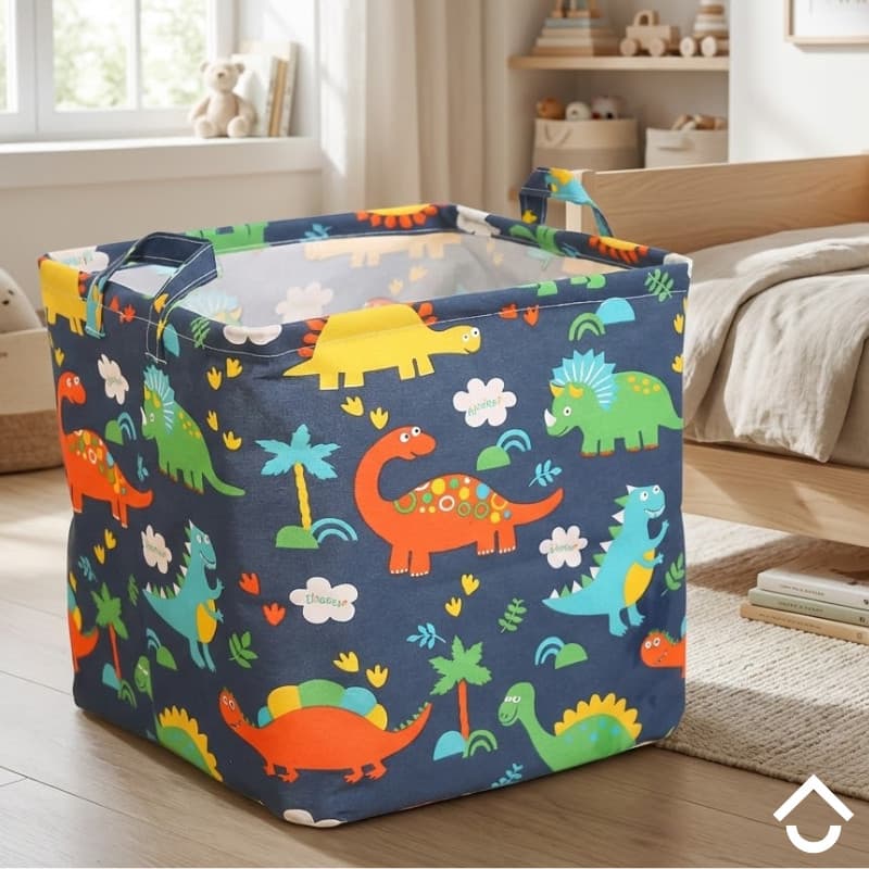 Cesto Dobrável Quadricular Organizador Multiuso Infantil Dinossauros