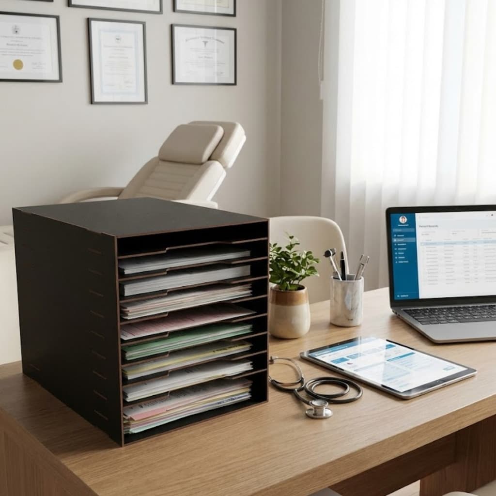Organizador de Folhas de Sulfite A4 com 10 Compartimentos - Preto