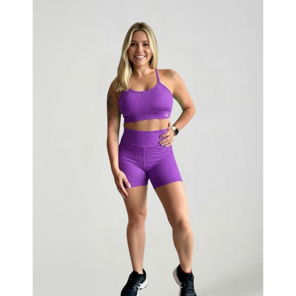Conjunto Short e top liso love poliamida academia fitness academia