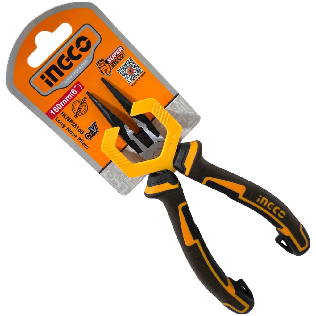 Alicate Bico Reto Meia Cana 6" 160mm CrV INGCO HLNP28168 Precisão Ferramenta Resistente Profissional