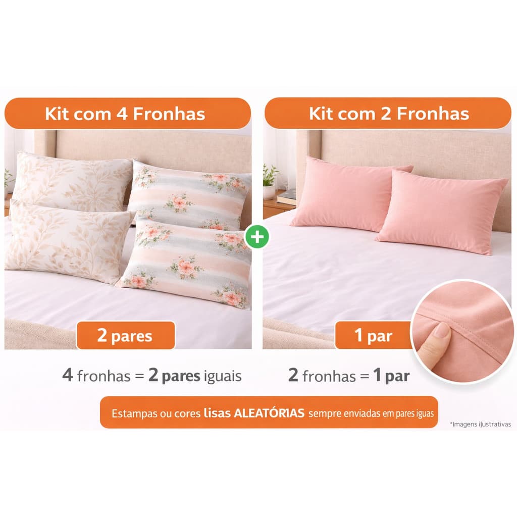 Kit com 04 e 02 Fronhas Avulsas Liquidação