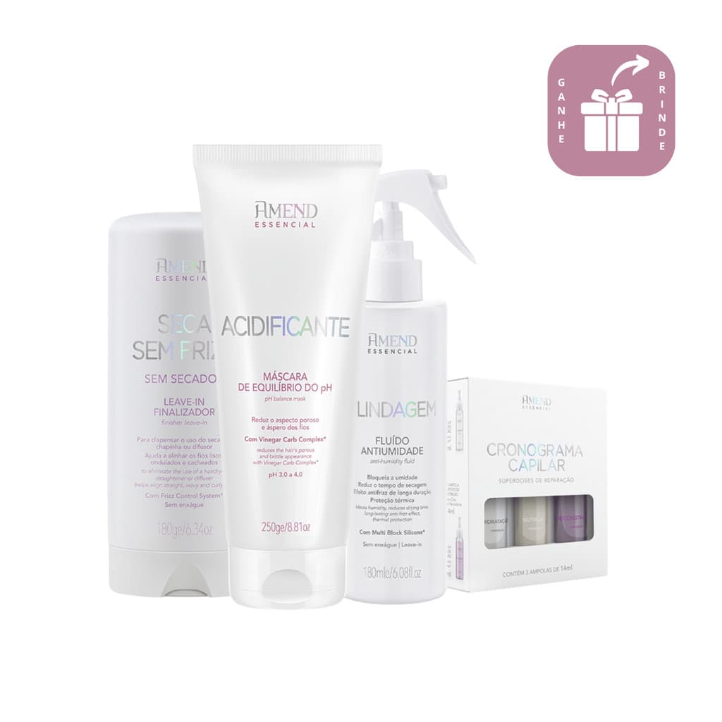 Amend Essencial Seca Sem Frizz + Blindagem + Acidificante + Ampolas Superdoses
