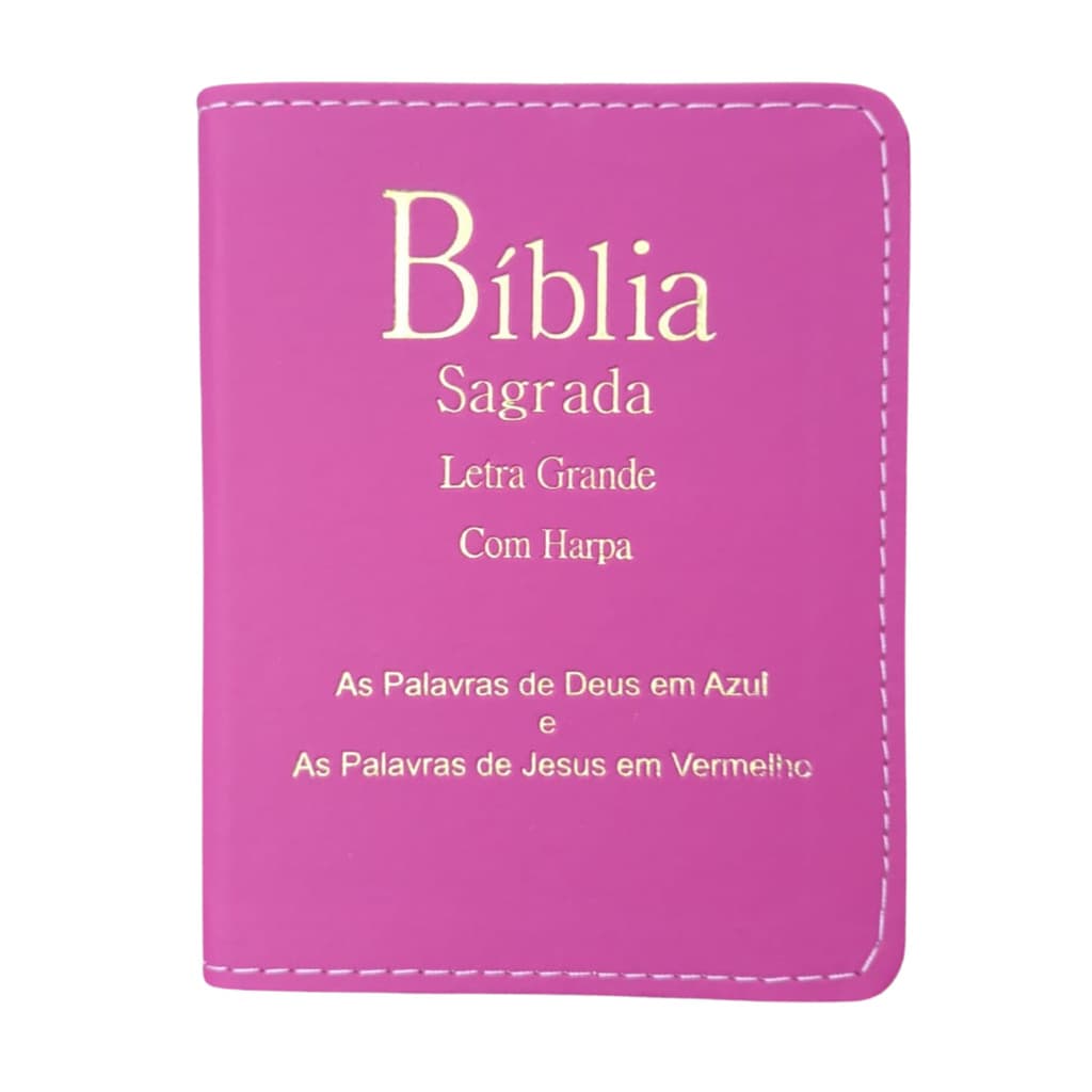 Biblia Média com Harpa Letra Grande Índice Capa Luxo Pink