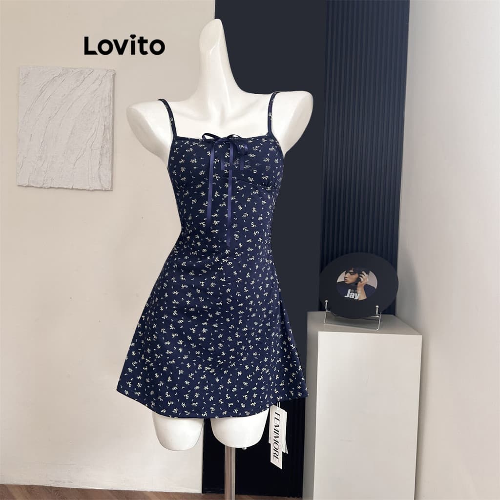 Lovito Casual Vestido Ditsy Floral Padrão Vestido Para Mulheres LNA74166