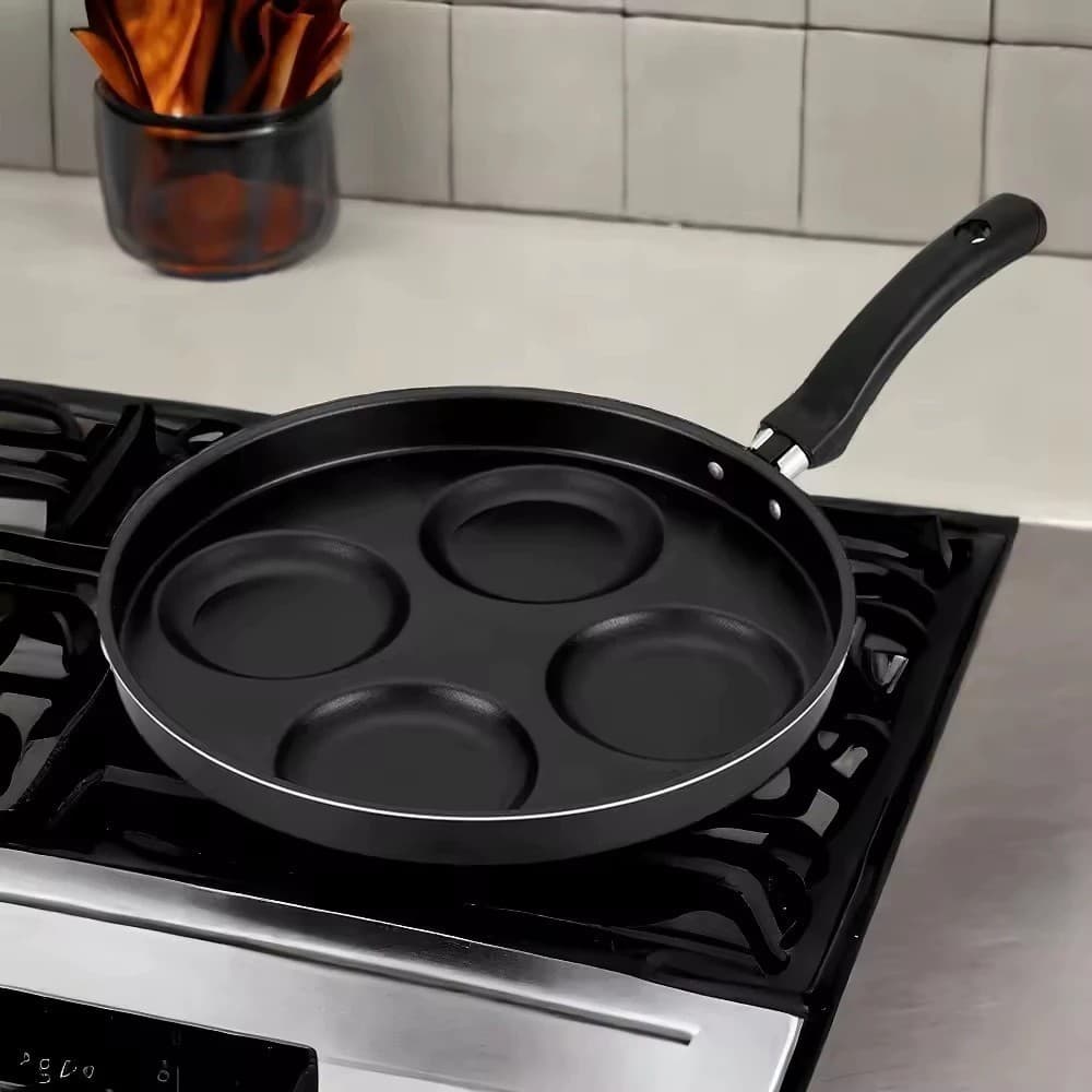 Frigideira Antiaderente 4 em 1 com Divisória para Ovos Hambúrguer Grelha Fritar Cozinha