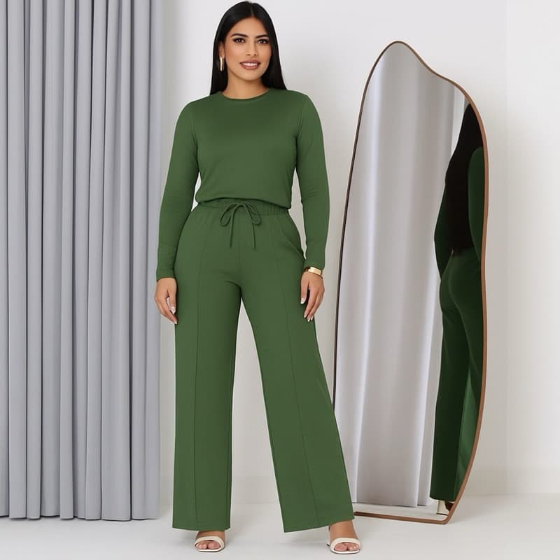 Conjunto moletinho manga longa frio inverno moda feminina