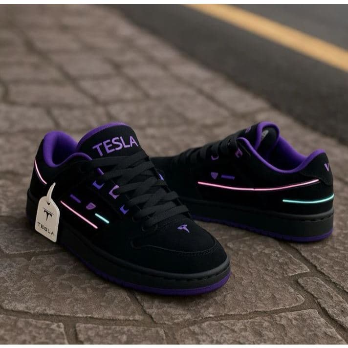Tênis Tesla Coil Black Purple Refletivel Furta Cor Feminino Masculino Unissex Skate Skatista Lançamento Envio Xpress