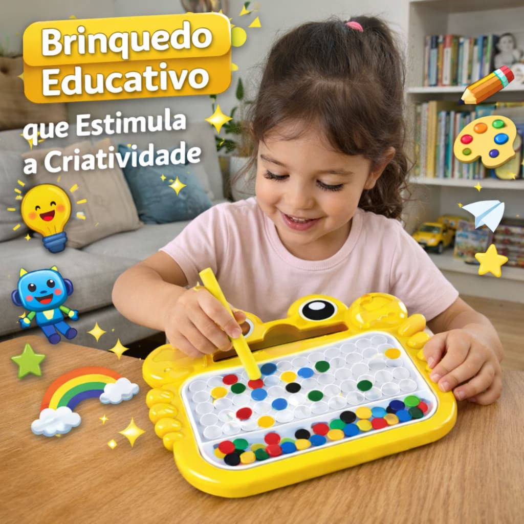 Lousa Magnética Infantil Caneta Mágica Para Desenho Com Cartela Educativo Brinquedo Lousinha