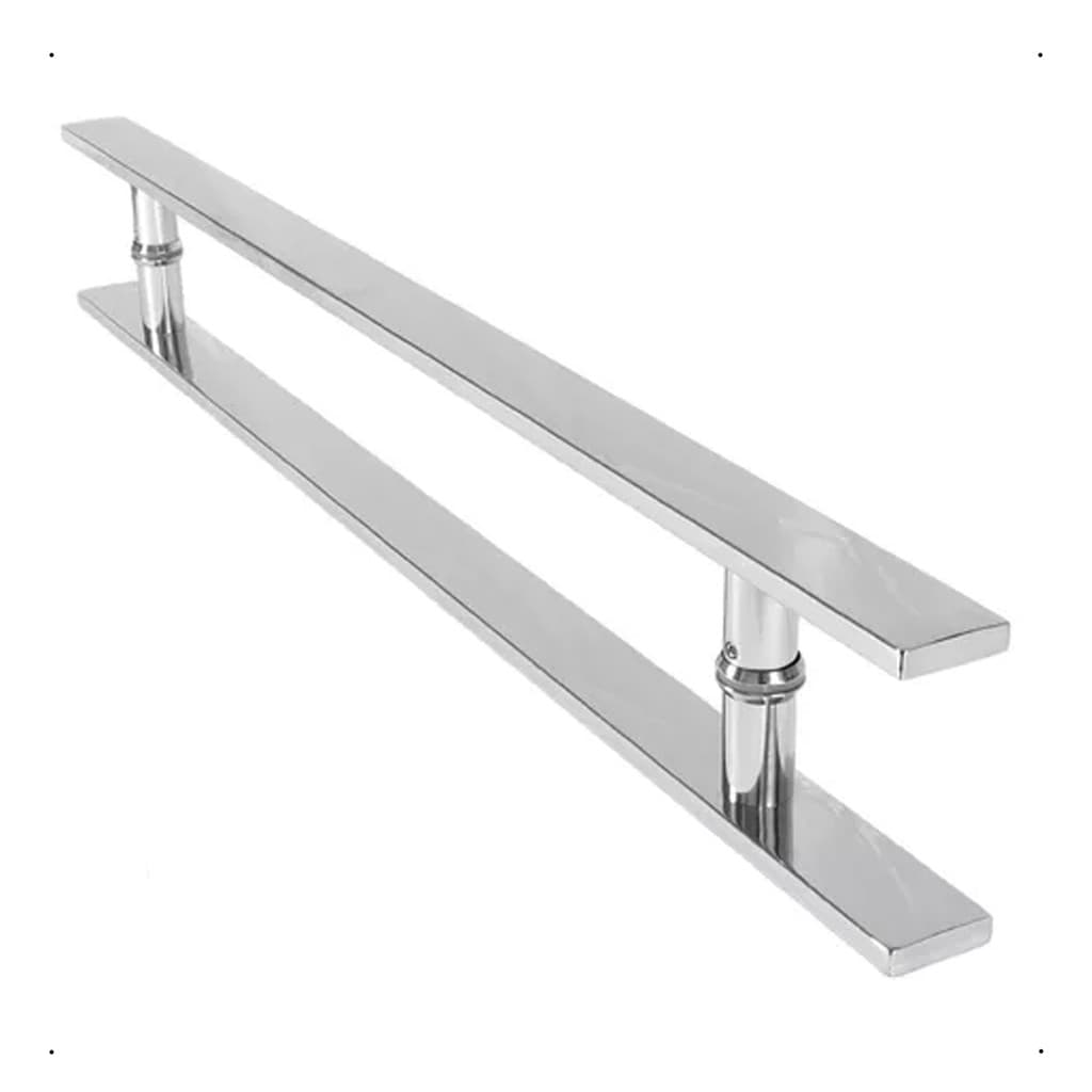 Puxador Inox 60cm Para Portas Pivotantes Portão De Correr Madeira Vidro Alumínio Barra Chata