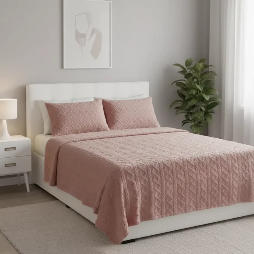 Colcha Aconchego Premium Toque Suave e Ótimo Caimento 3 Pçs Queen 2,40 x 2,60 com fronha colcha