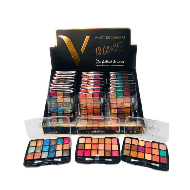 Kit 03 Paleta de Sombra 18 Cores Vivai Festival de Cores 2194.1.1