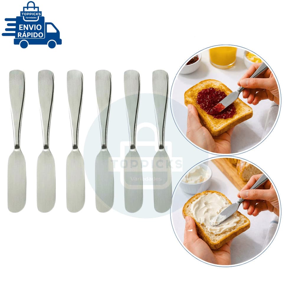 Kit 6 Espátulas De Inox Para Manteiga Requeijão Geleia Patê Espatula Multiuoso
