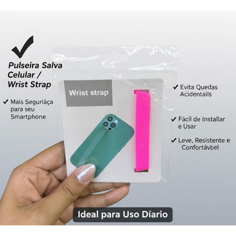 Strap de Pulso para Capinha de Celular Alça de Mão Flexível Colorida Universal