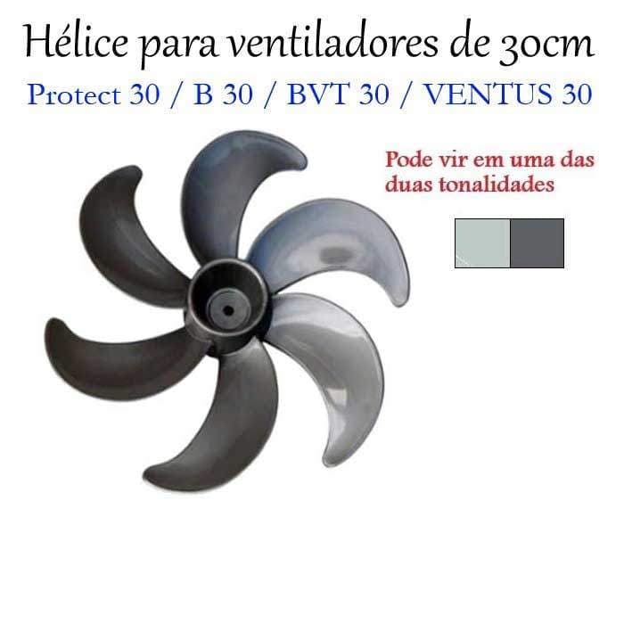 HÉLICE para Ventilador Protect 30 / B30 / BVT30- 6 pás 30cm CINZA - CENTRO FUNDO (adaptável)