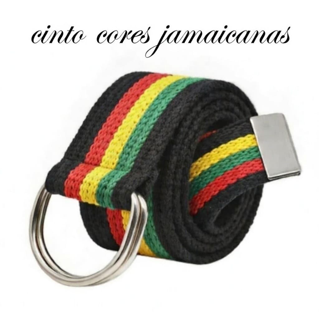 CINTO REGGAE JAMAICANO Listrado Tecido 100% algodão Lona Reforçado Unissex Ajustável Casual