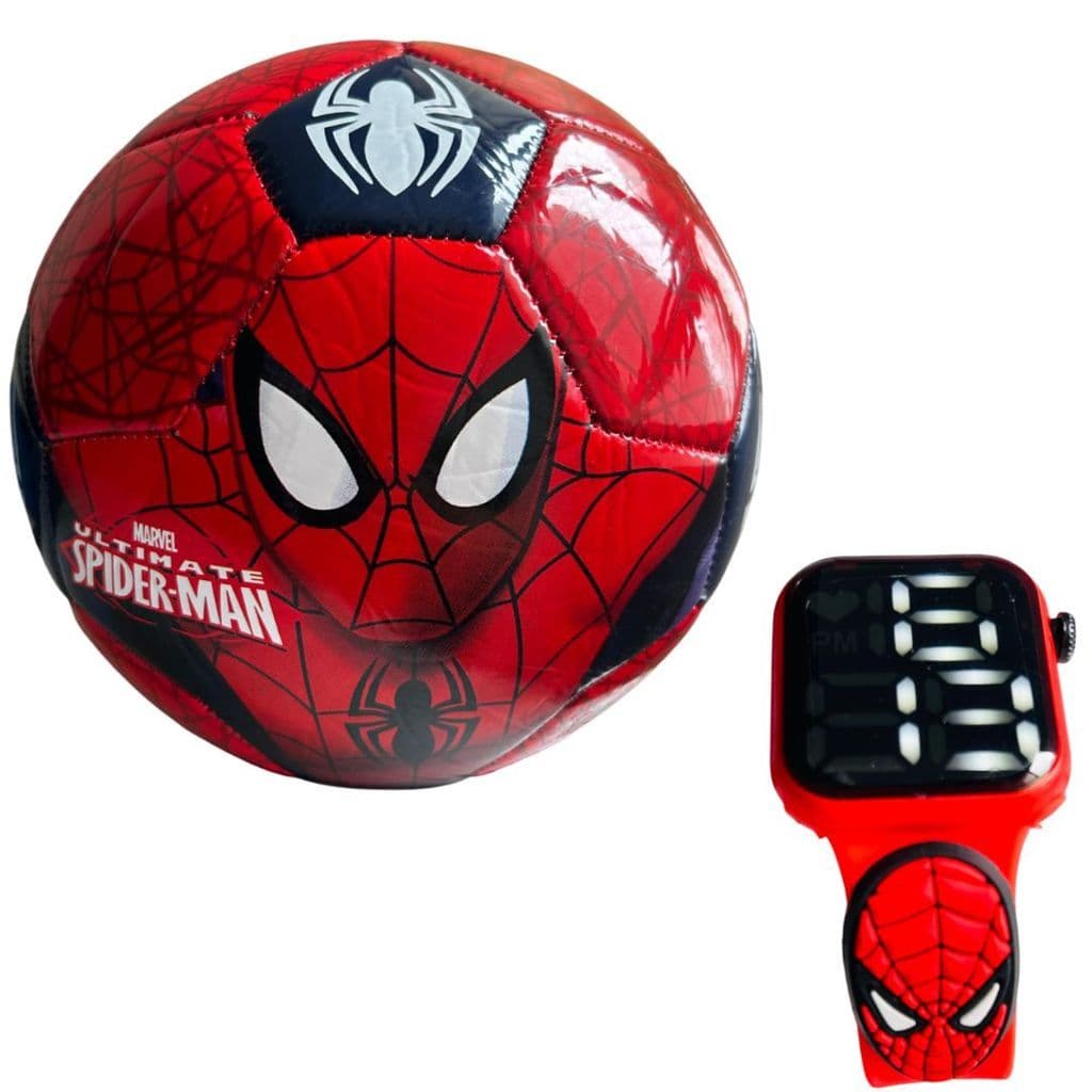 KIT Infantil Bola + Relógio Homem Aranha Smactudo Vermelho