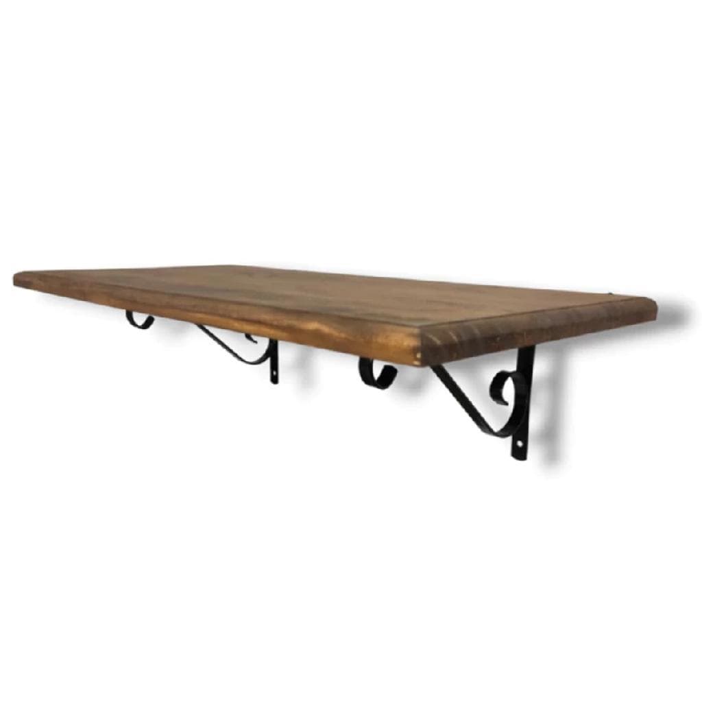 Prateleira 80x20cm Em Madeira Maciça + 2 Suportes De Aço Suporta 30kg
