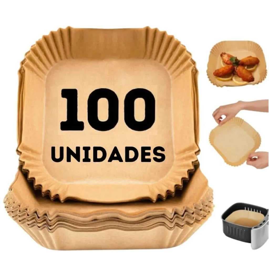 100 Formas Quadrada Descartável Airfryer 20 x 20cm
