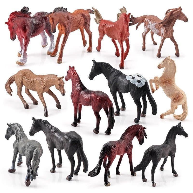 12 peças simulação brinquedo cavalo modelo estático Mini quarteto Marshall Morgan animal crianças decoração do bolo anim