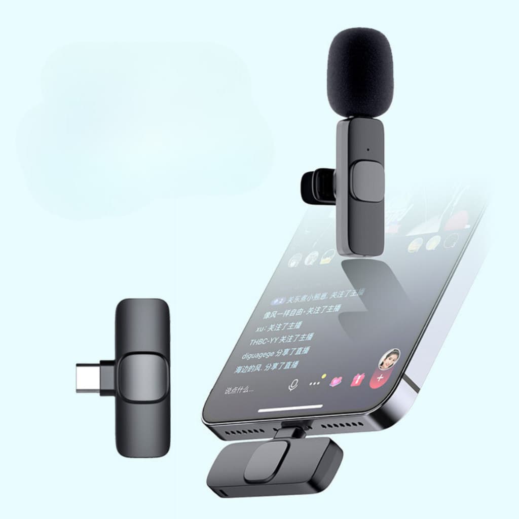 Microfone De Lapela Sem Fio K9 Compatível Com Tipo C E iPhone , Até 6 Horas , 2 Unidades