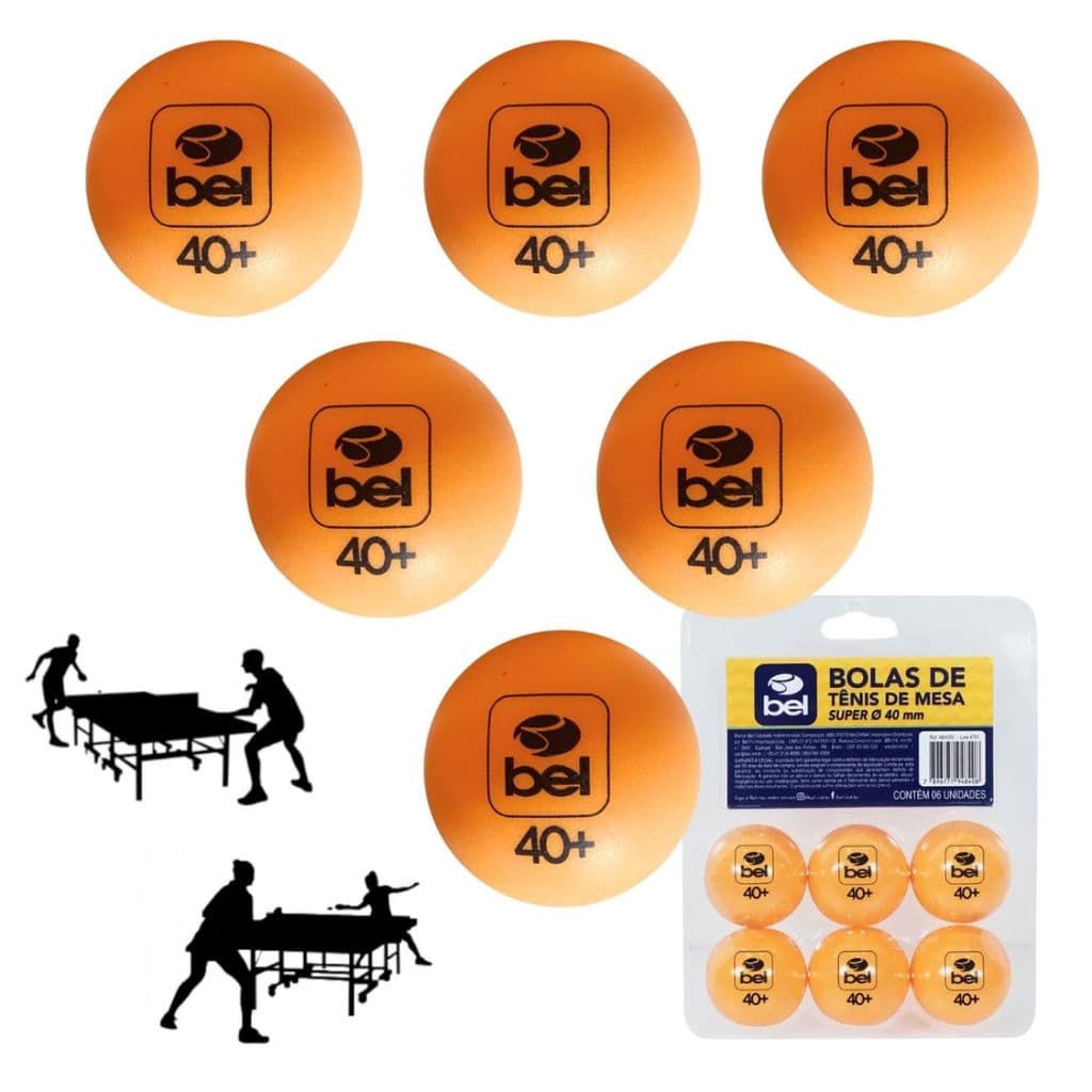 Kit 6 Unidades Bolinha de Ping Pong 4cm Laranja - Tênis de Mesa e Treino