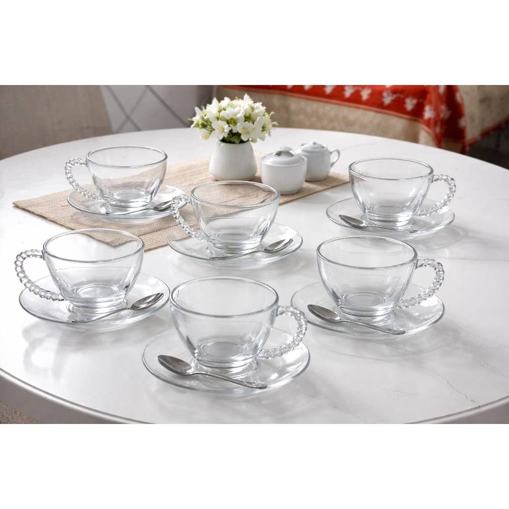 Jogo de Xícaras de vidro 220ml kit 3 xicaras elegantes para café, chá ou cappuccino