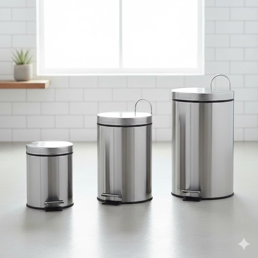 Lixeira Inox Com Pedal Cesto Removível 3L 5L 12L Redonda Premium Para Banheiro Cozinha Escritório