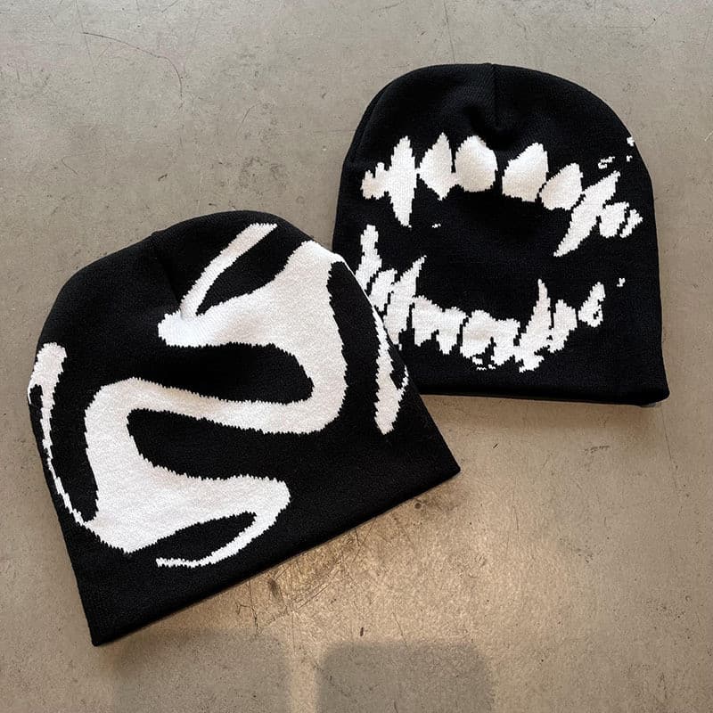 Gorro Touca De Tricô Inverno Frio Streetwear Engraçado Cérebro Monstro Y2K Aesthetic Alternativo