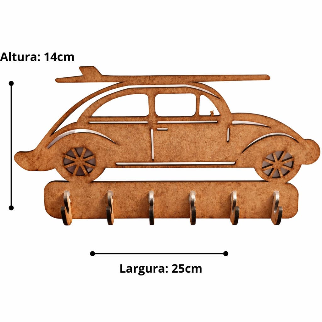 Porta Chaves Fusca de Parede em MDF – Suporte Organizador Decorativo