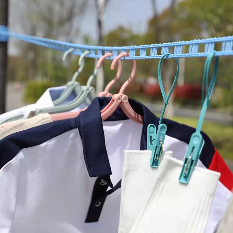 Corda Varal 3M/5M de Viagem com Furos para Cabides Sem Vento Sem Quedas Leve e Resistente