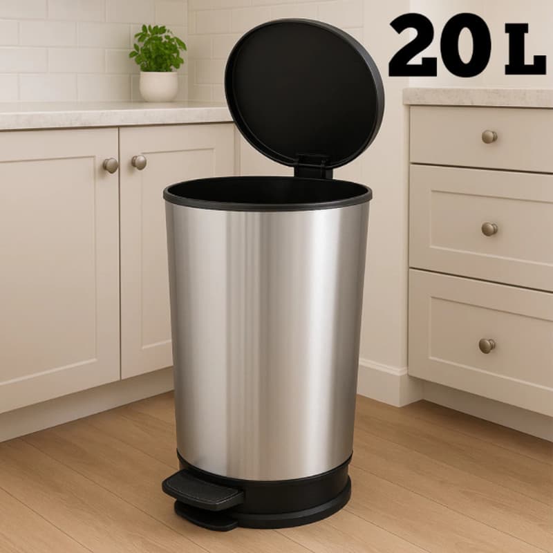Lixeira Inox com Pedal e Tampa 10L / 20L – Modelo Luxo para Banheiro, Cozinha e Escritório