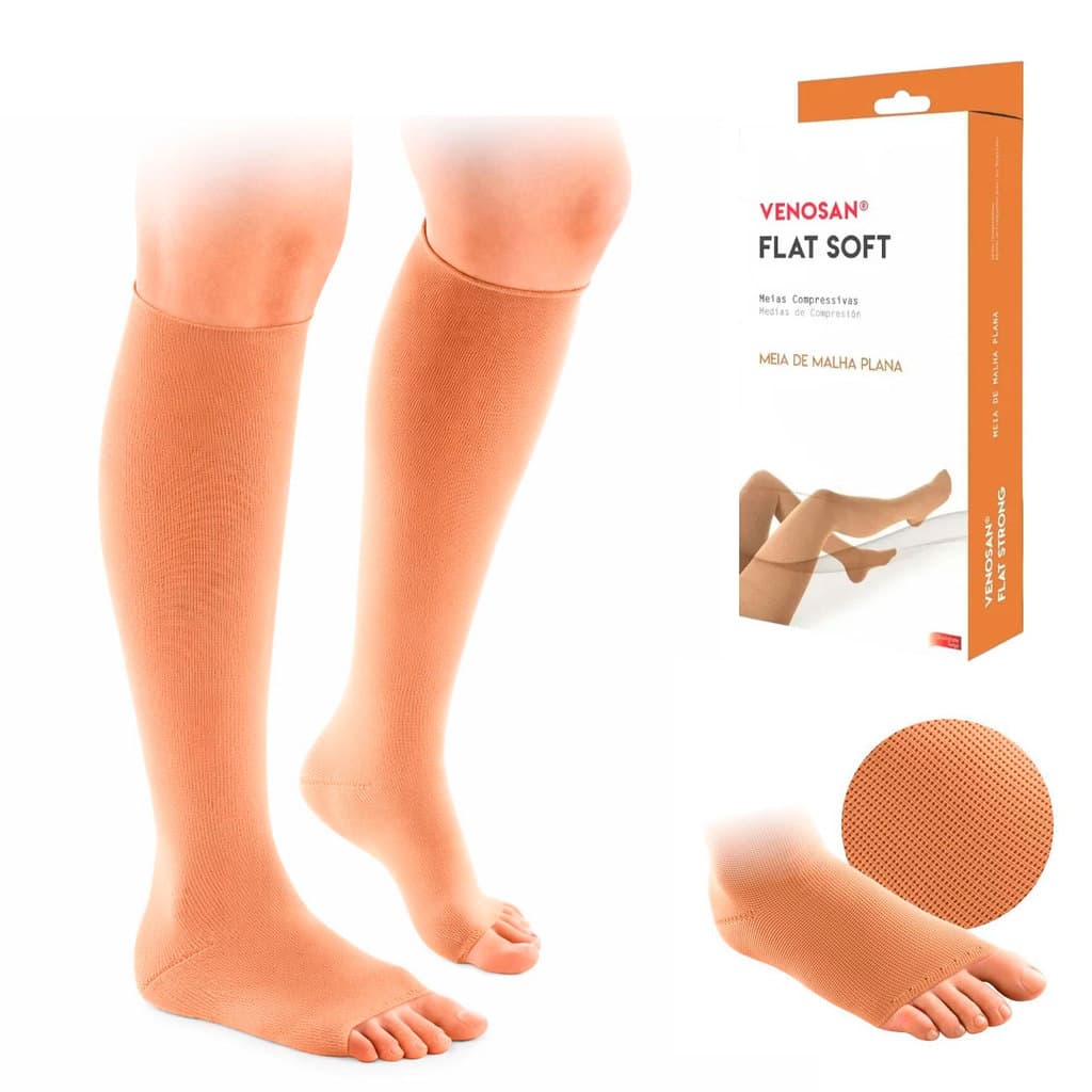 Meia Alta Compress 20-30 Malha Plana Flat Soft 3/4 Venosan