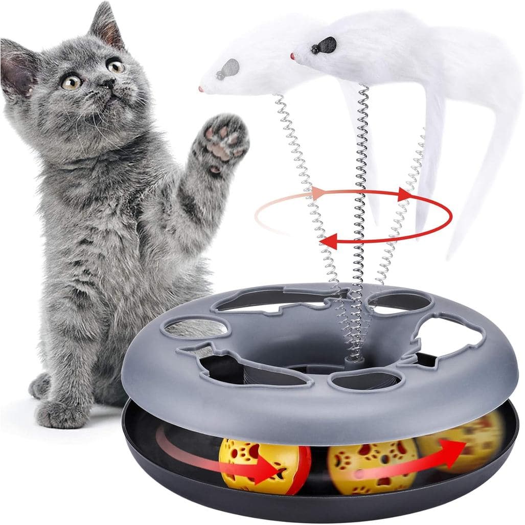 Brinquedo Interativo para Gatos: Pista de Rolamento com Catnip, Brinquedo para Animais de Estimação com Bolas de Exercíc