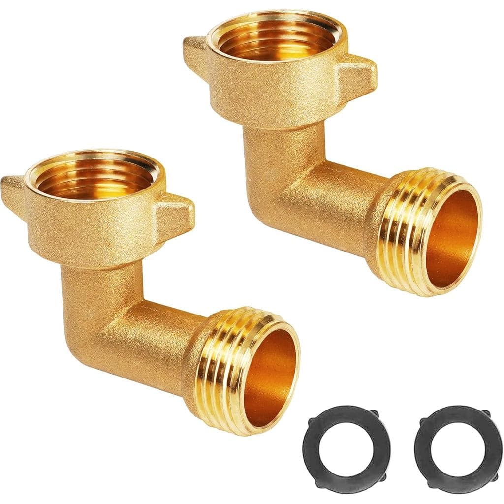 Conjunto de 2 Conectores de Mangueira de Jardim em Ângulo de 90 Graus, Conector de Mangueira de Latão Resistente de 3/4"