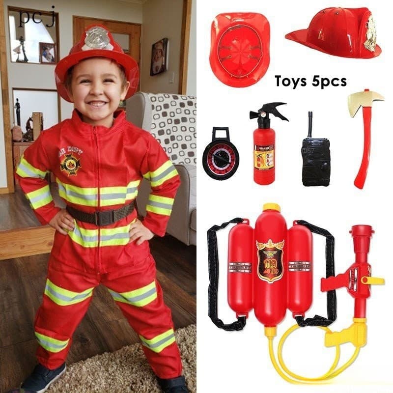 Halloween crianças bombeiro Cosplay traje meninos meninas carnaval festa sam trabalho uniforme brinquedo/875 B2ZE